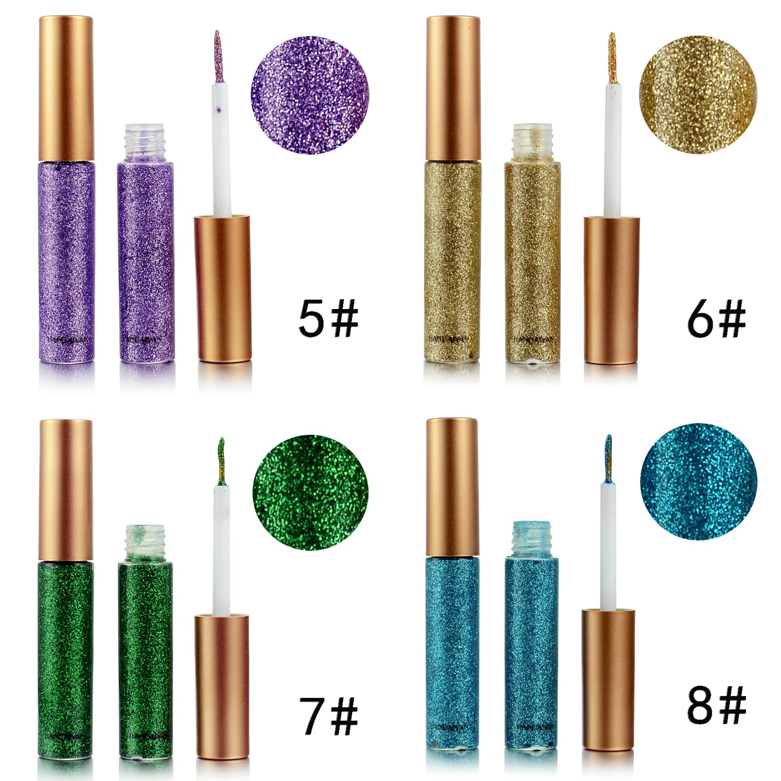 DekRion Glitter-Eyeliner Verde Esmeralda: delineado audaz que destaca en ojos