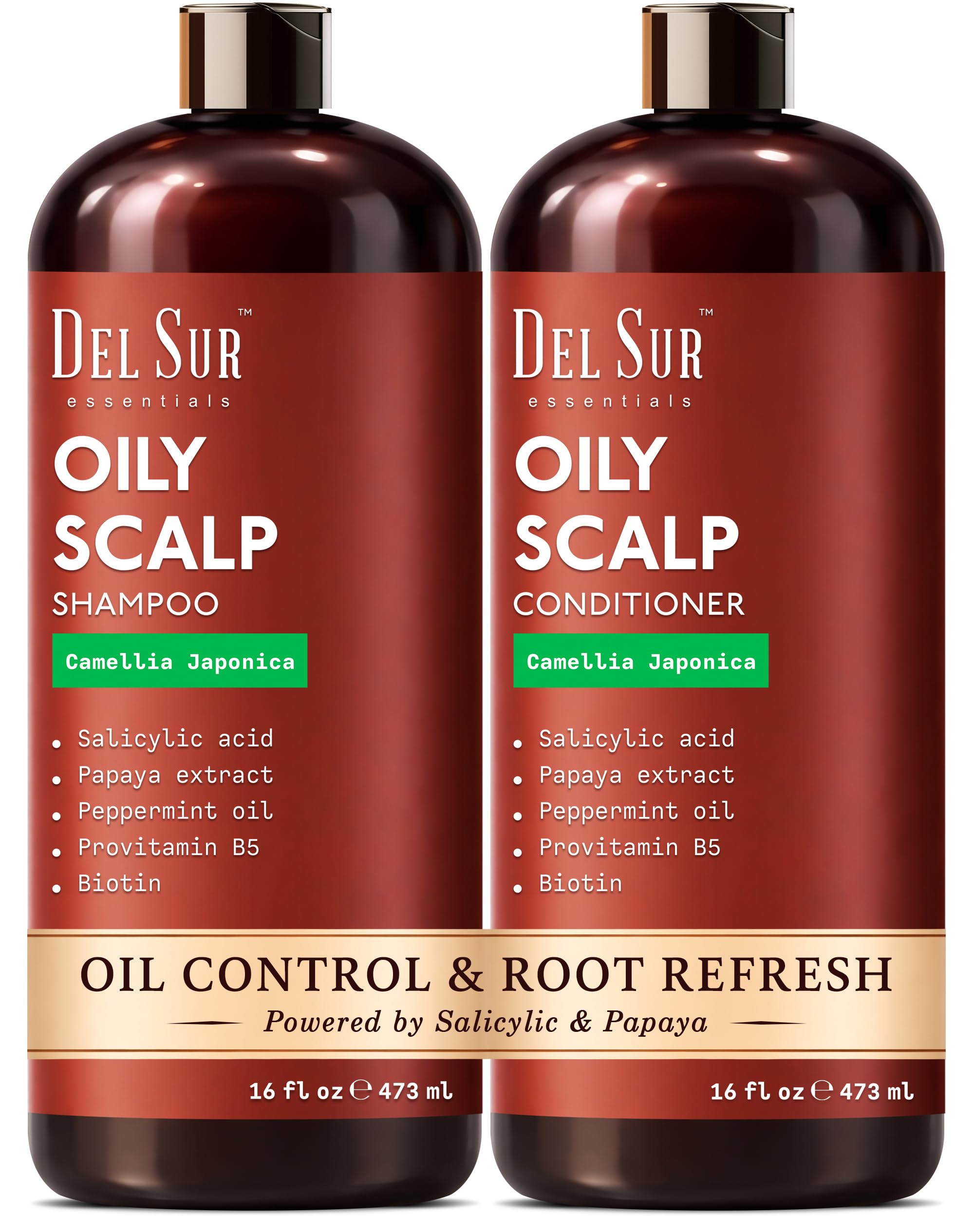 DEL SUR clarifying shampoo bottle showing oil control on oily roots