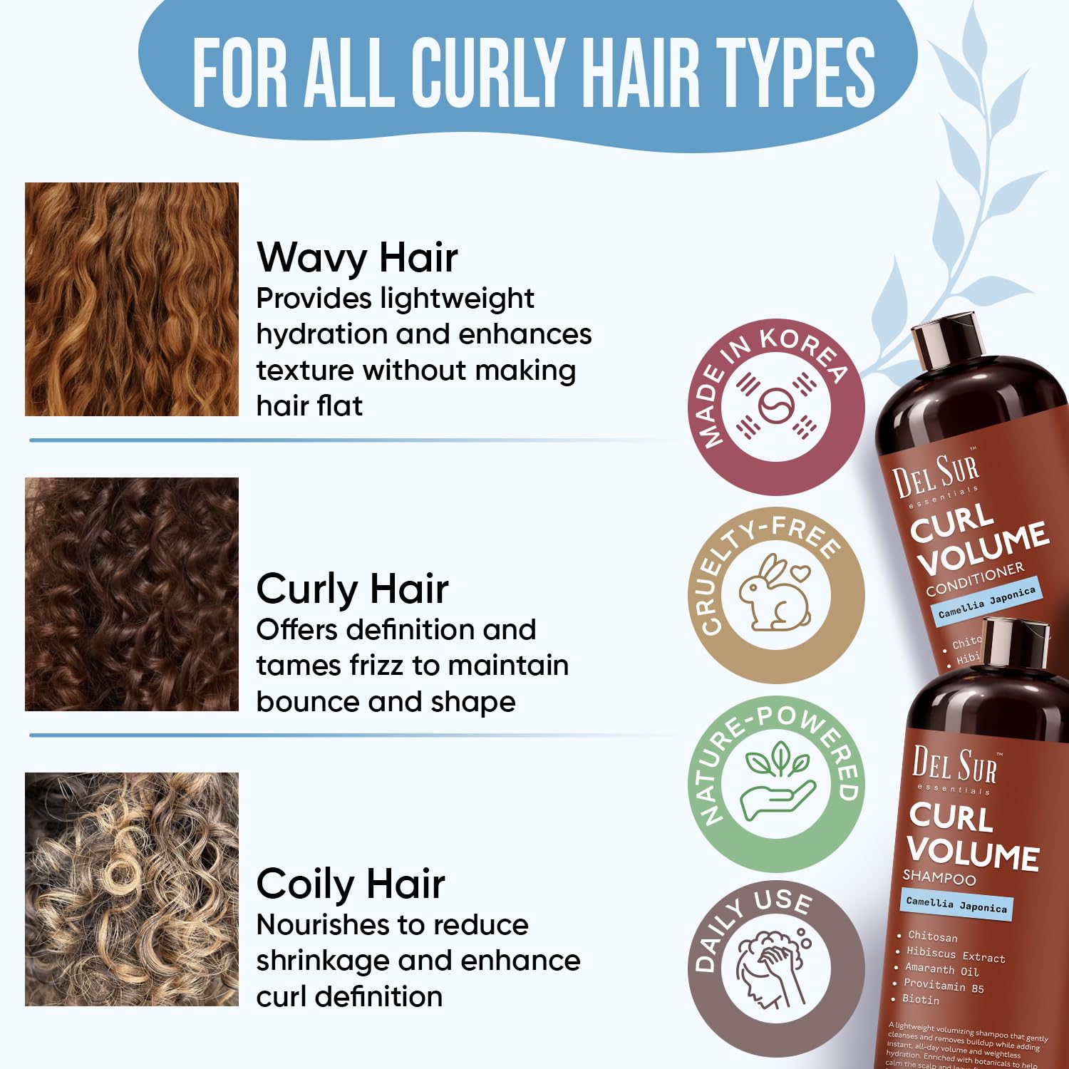 DEL SUR volumizing conditioner texture close-up highlights lift without heaviness