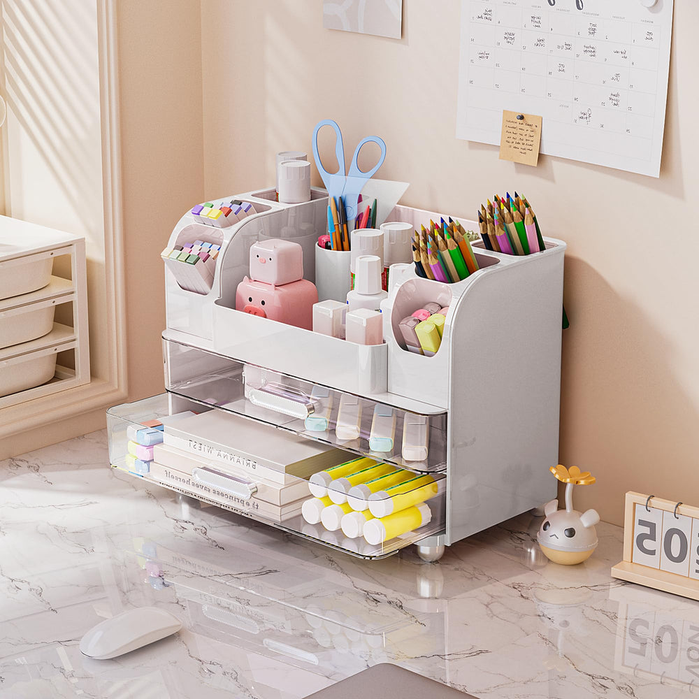 Delamu bottom drawer keeps cosmetics visible yet organized for quick selection