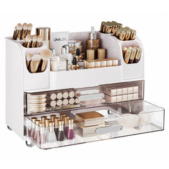 Delamu makeup organizer countertop with curved brush slots keeps brushes organized and accessible on your vanity