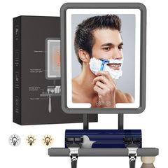 DeLanges fogless heated mirror for steam-free shaving in the shower.