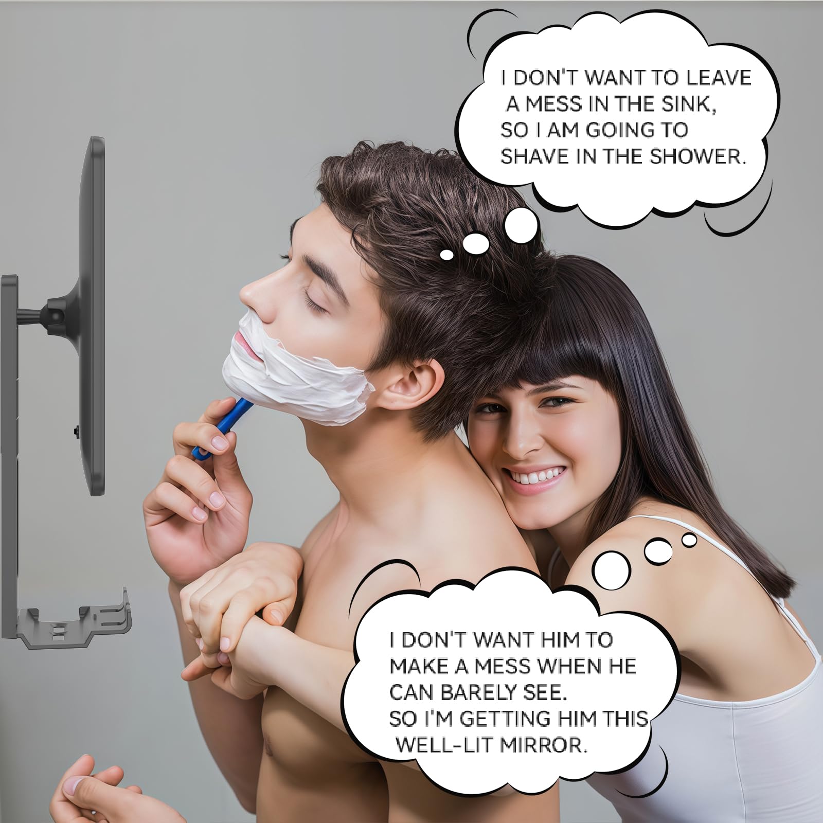 DeLanges IP44-rated mirror withstands steamy showers and splashes.