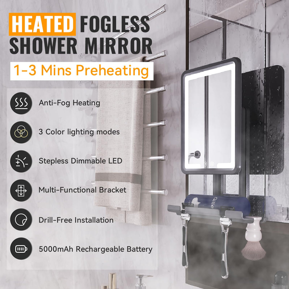 DeLanges mirror with three lights for precise grooming in dim bathrooms.