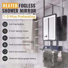 DeLanges mirror with three lights for precise grooming in dim bathrooms.