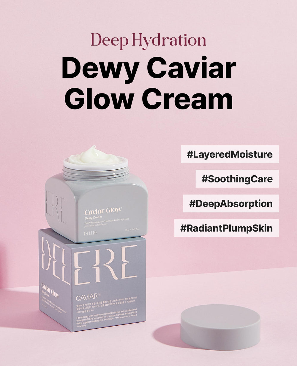 Texture close-up of Delere Glow Dewy Cream for smooth application.