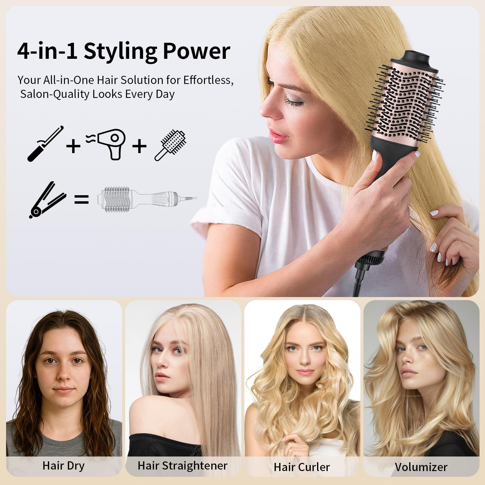 Delpattern hot air brush speeds styling with quick-dry action for busy mornings.