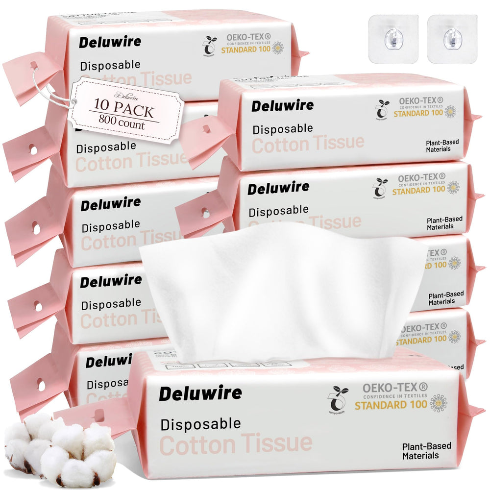 Deluwire 800-count disposable face towels pack for hygienic on-the-go skincare.