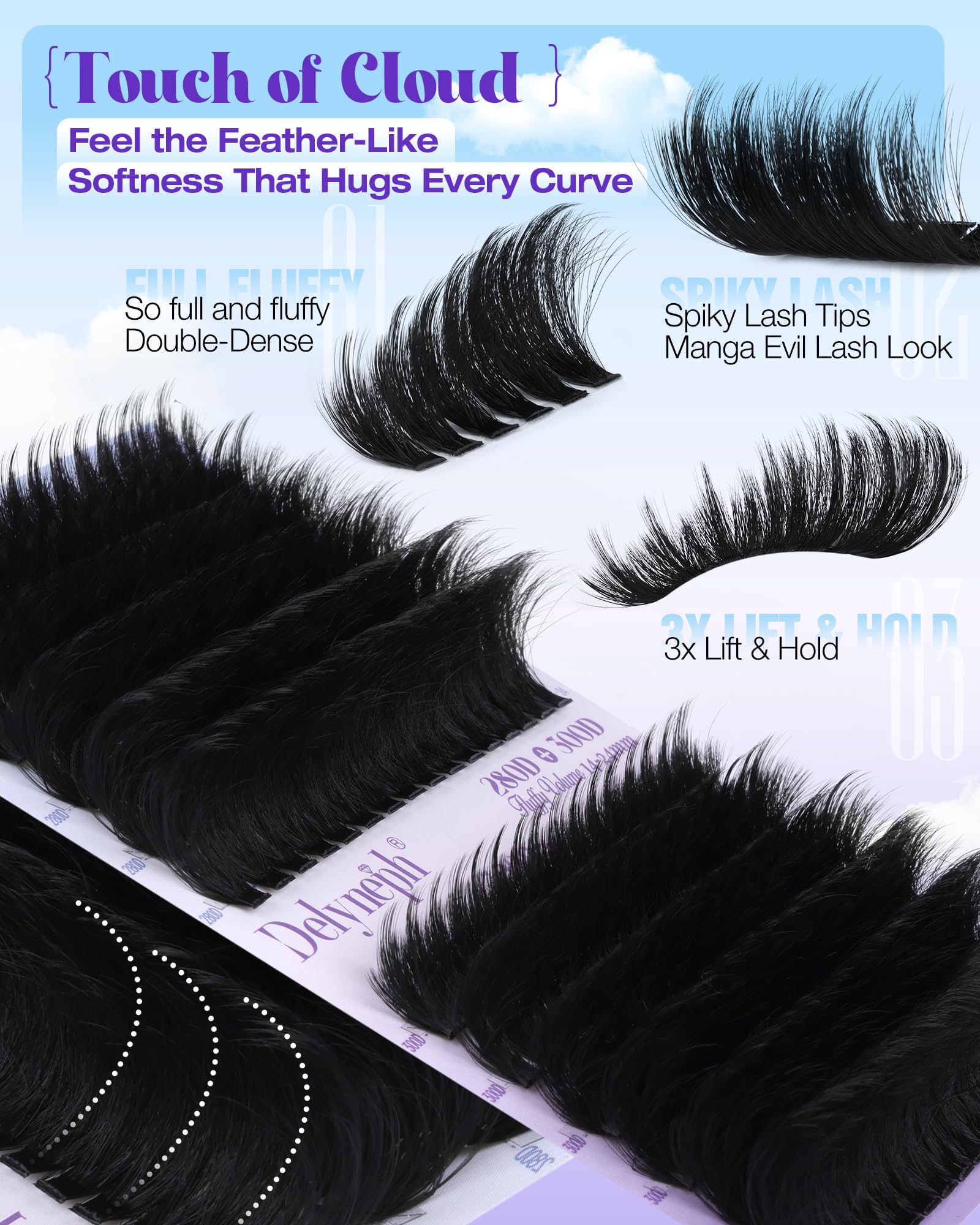 Delyneph durable reusable lash clusters designed for multiple wears