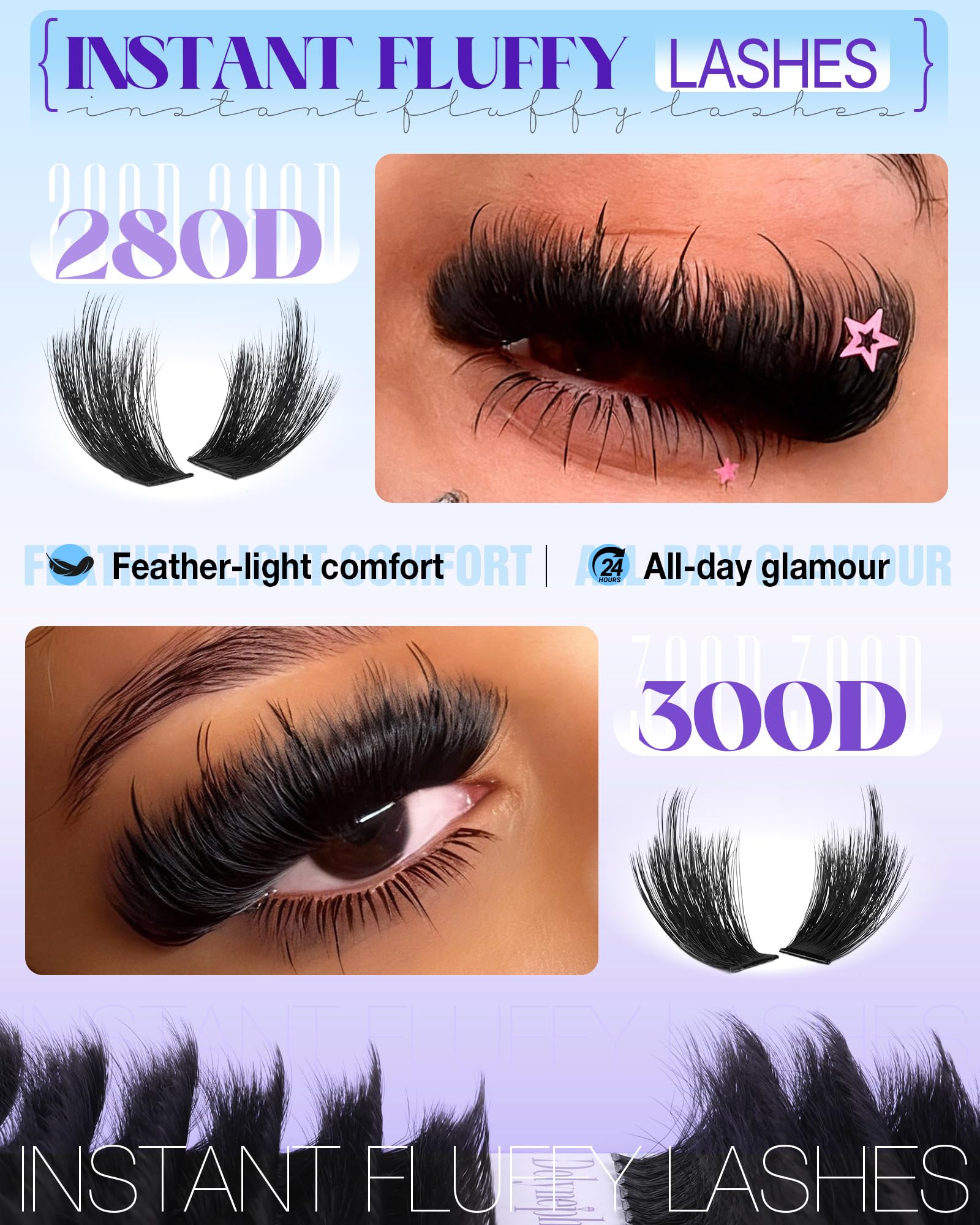 Delyneph featherlight lash clusters crafted from soft fibers for comfortable wear
