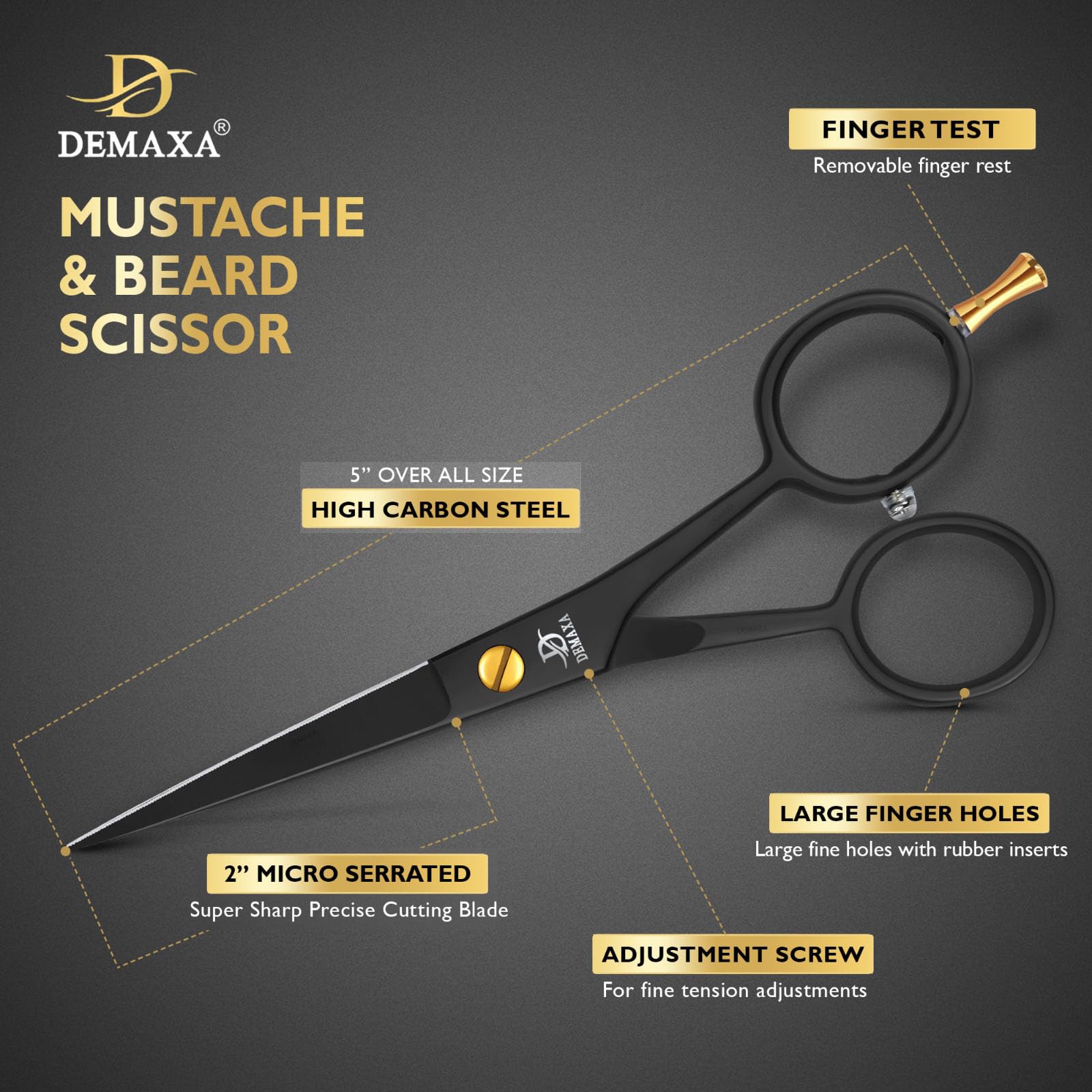 DEMAXA beard comb guides balanced grooming and accurate lines.