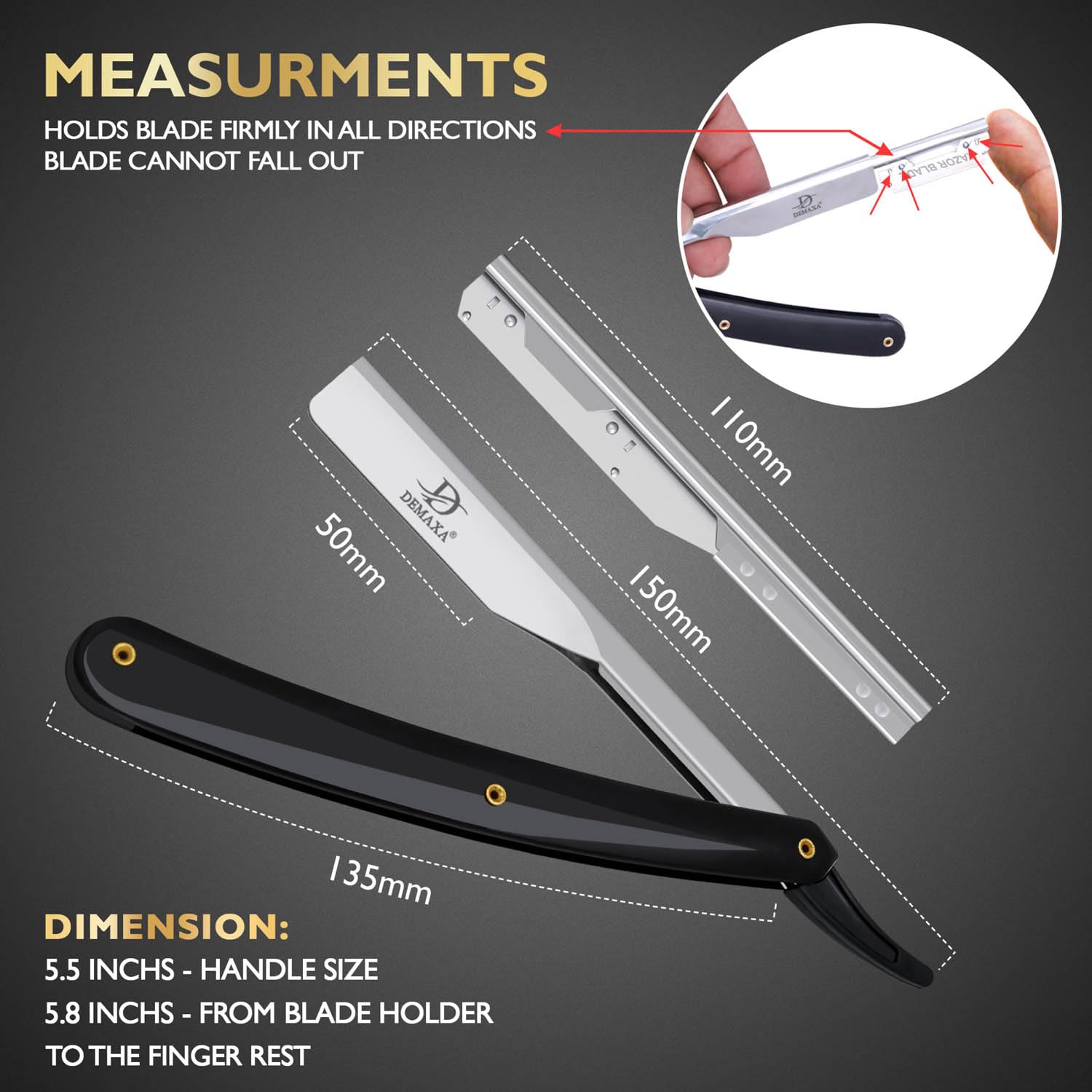 DEMAXA compact travel razor ready for grooming on the go.