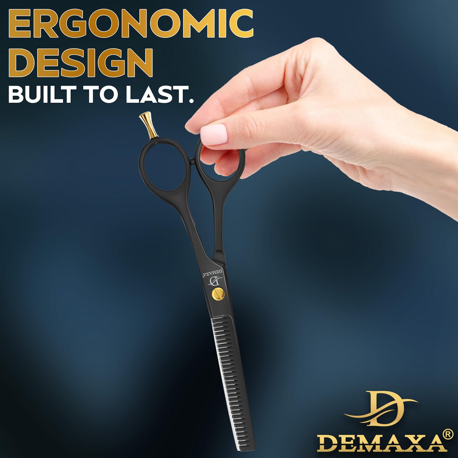 DEMAXA detachable finger-rest thinning shears for reduced fatigue