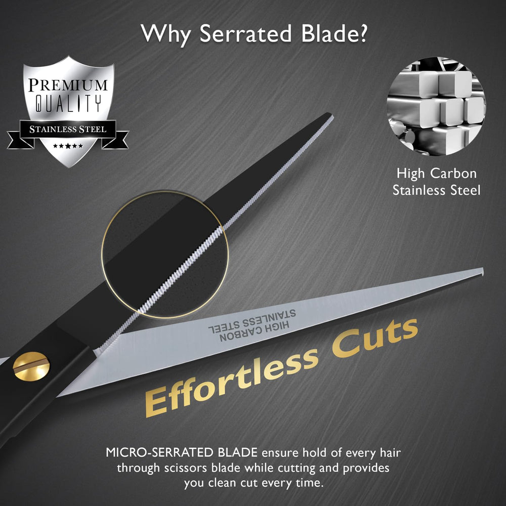 DEMAXA rust-free barber scissors with balanced construction.