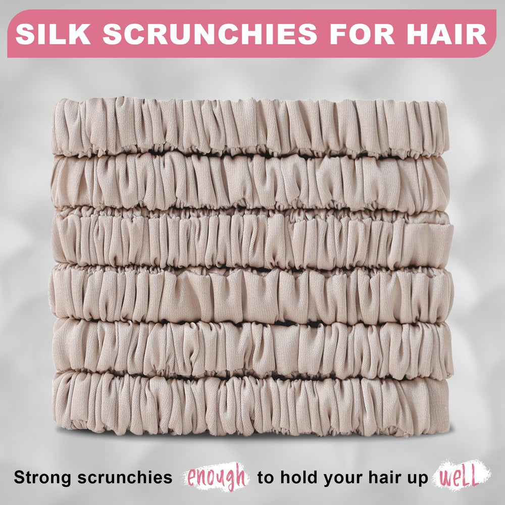 DEMAZALO silk hair ties close-up highlighting ultra-smooth mulberry silk texture.