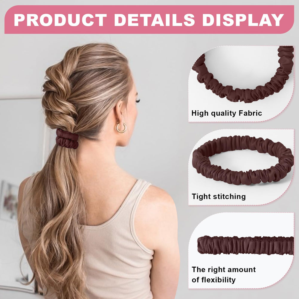 DEMAZALO silk hair ties on a ponytail demonstrate smooth glide and no snag.