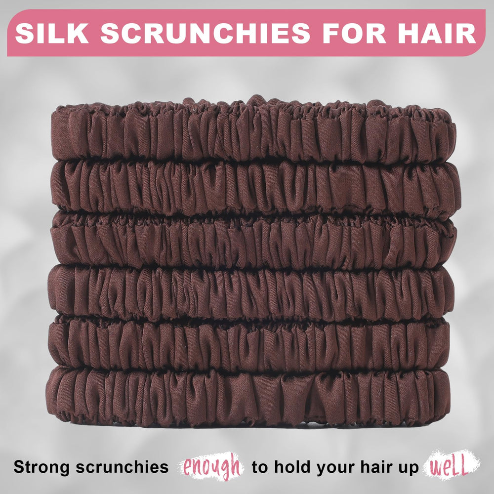 DEMAZALO silk hair ties in rose pink show soft finish and secure wear.