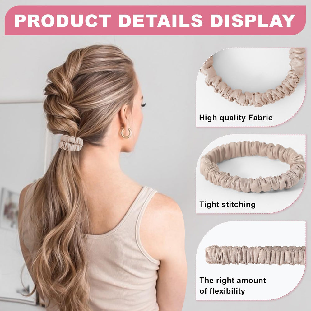 DEMAZALO silk hair tie in rose pink for daily, comfortable ponytails.