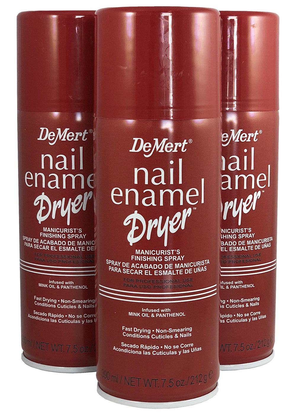 Demert Nail Enamel Dryer Spray 7.5 oz pack — front view showing quick-dry action for nails