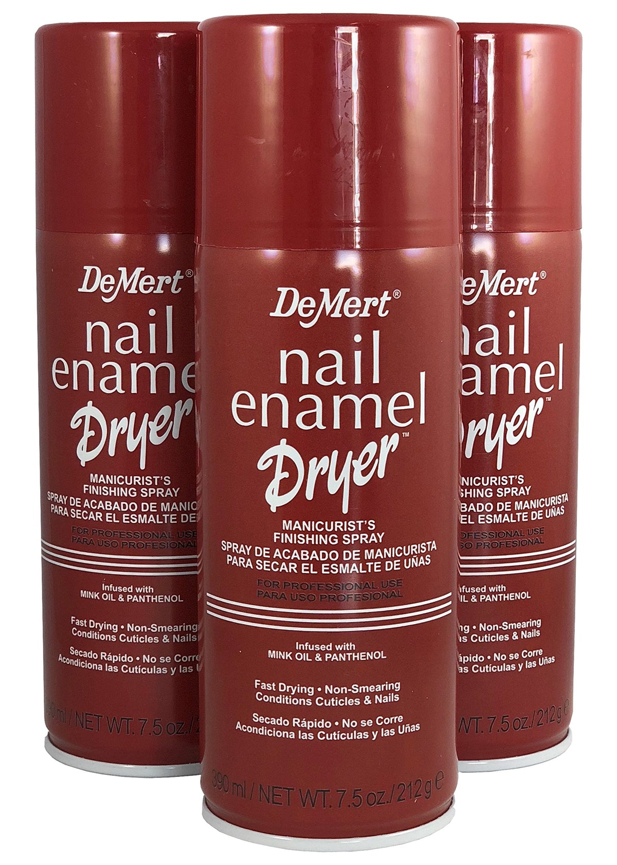 Demert Nail Enamel Dryer Spray 7.5 oz pack — front view showing quick-dry action for nails