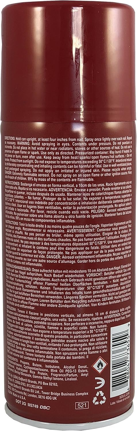 Demert Nail Enamel Dryer Spray in use, preventing smears.