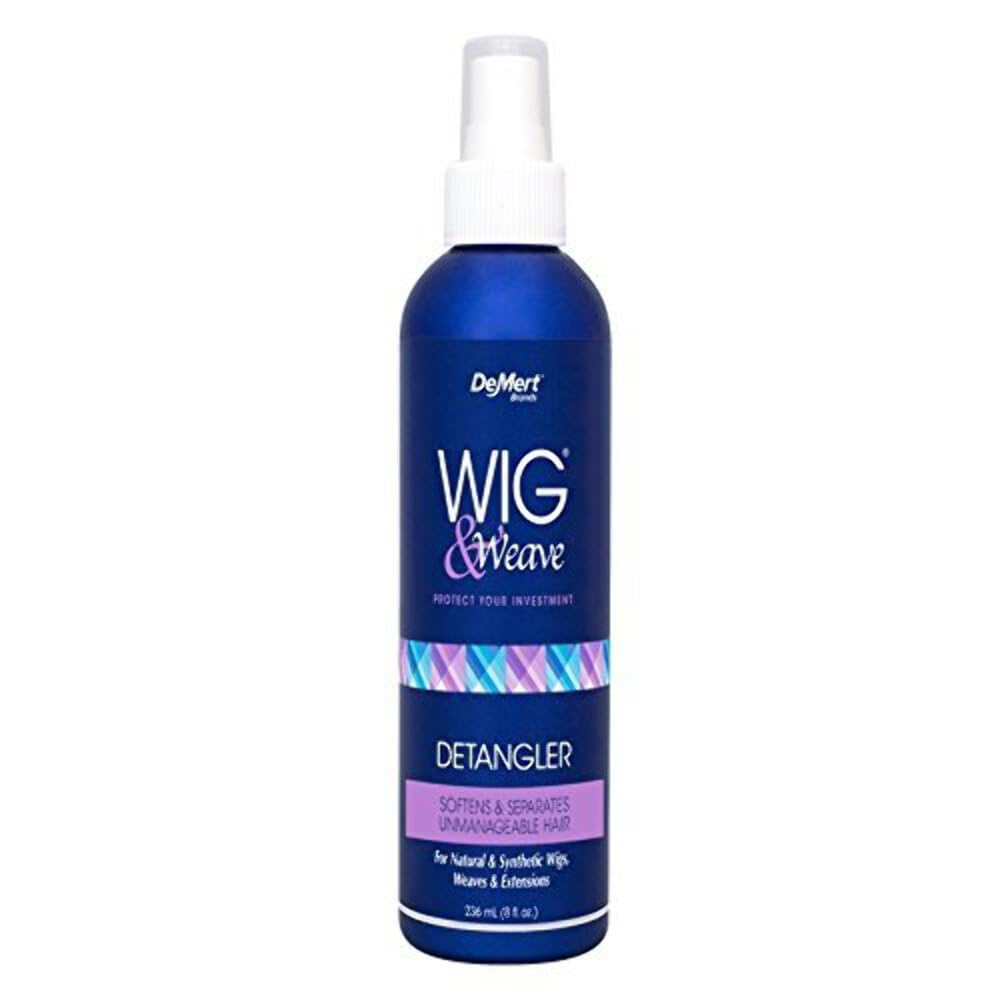 Demert Wig & Weave Detangler 8oz bottle eases detangling and manageability.