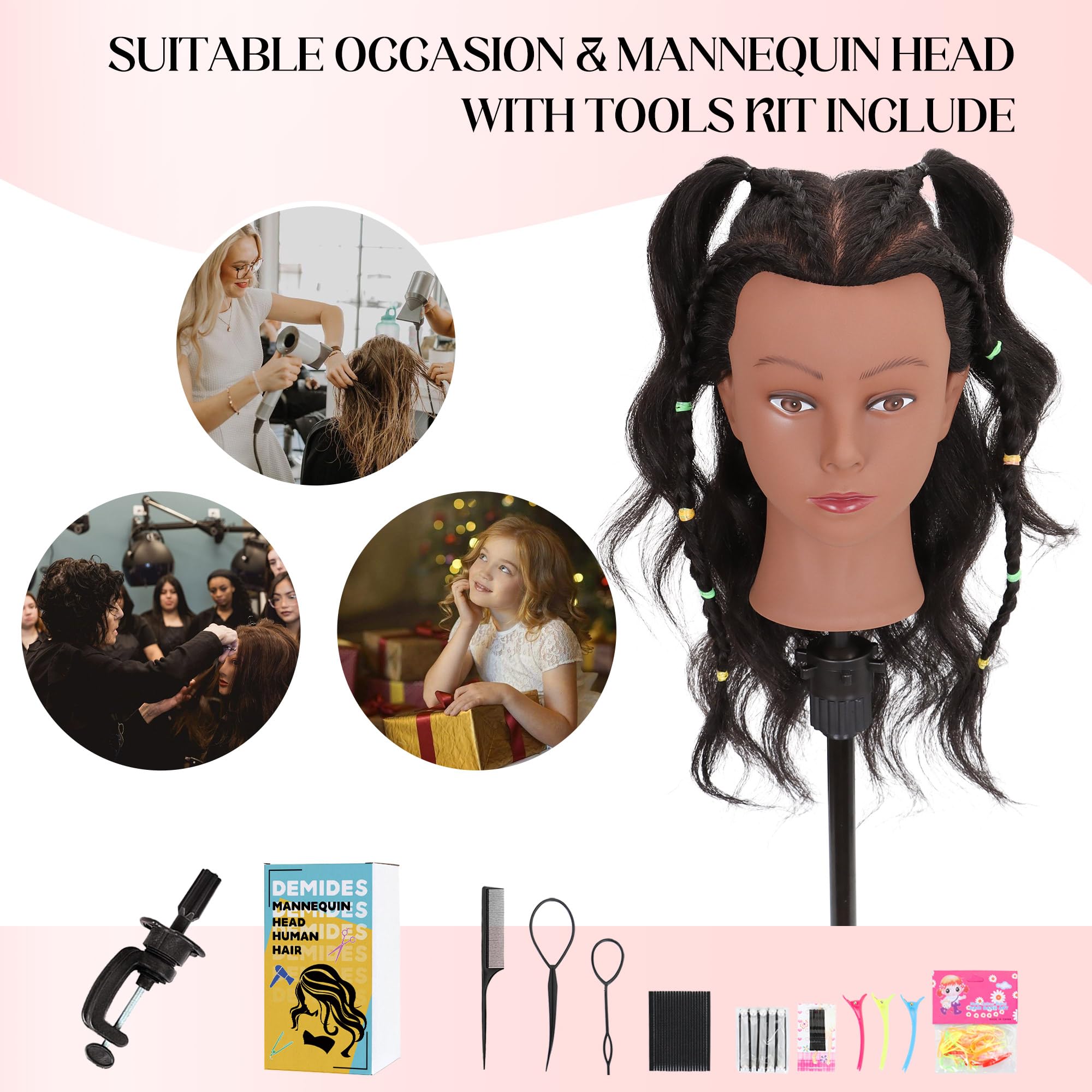 Demides mannequin head kit includes clamp stand for stable practice sessions