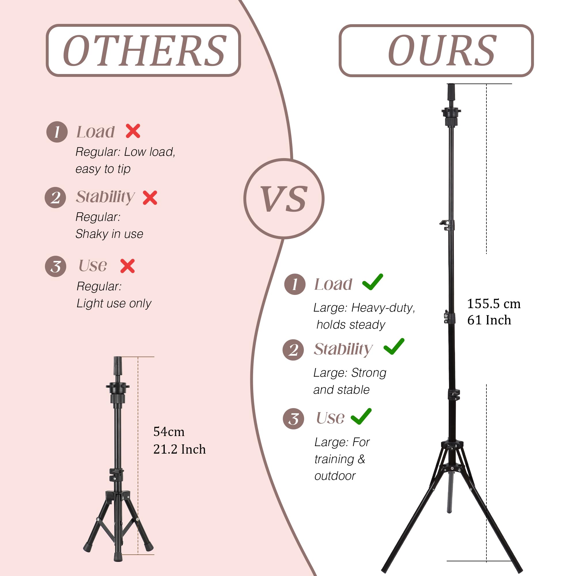 Demides mini wig stand and tape measure for precise measurements and organization.