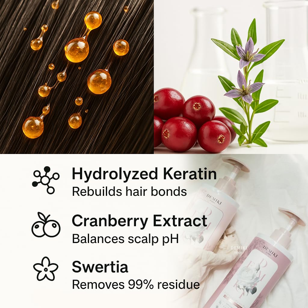 DEMIKI sulfate-free shampoo demonstrates gentle cleansing in use