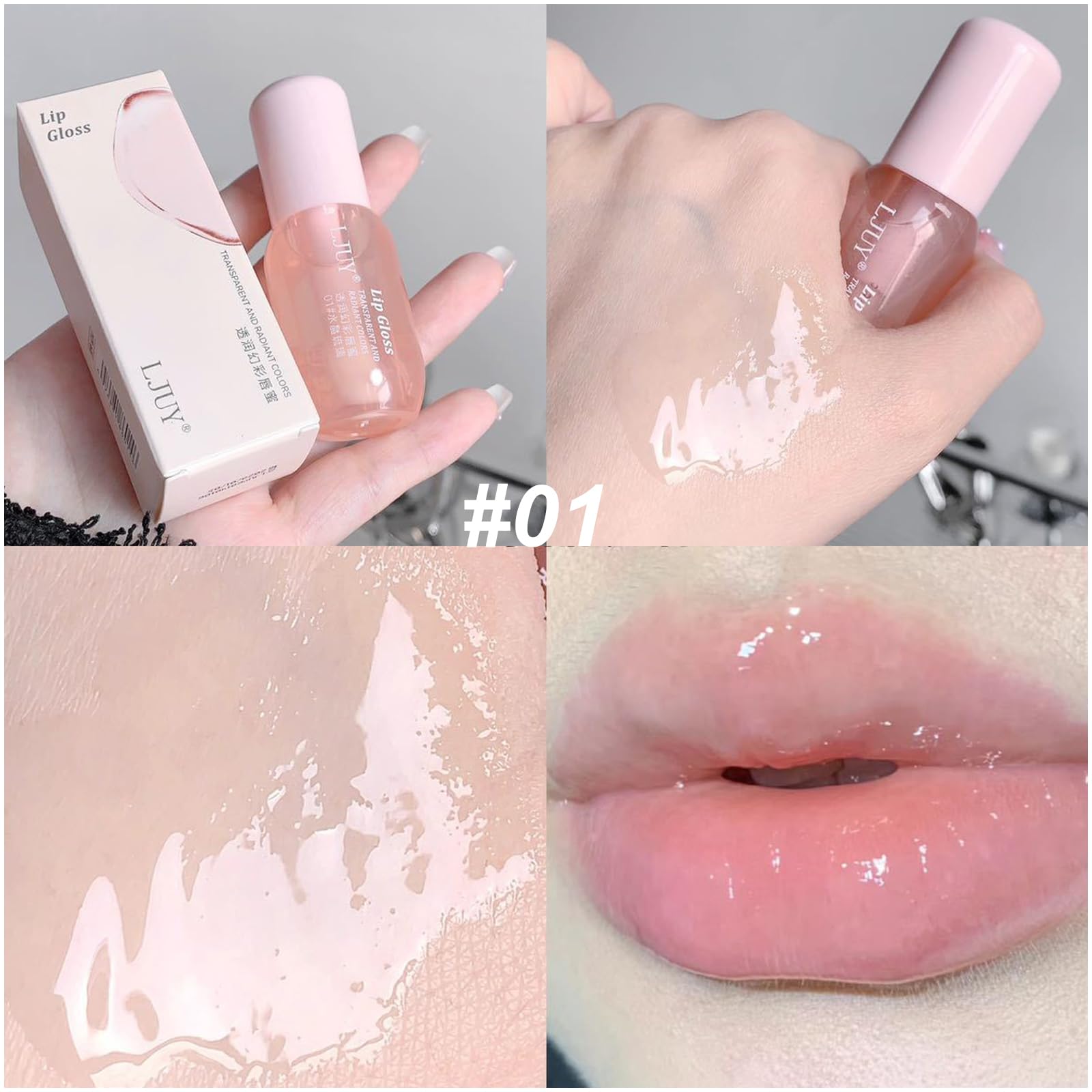 DENESTUP aplicación suave brillo transparente para labios hidratados.
