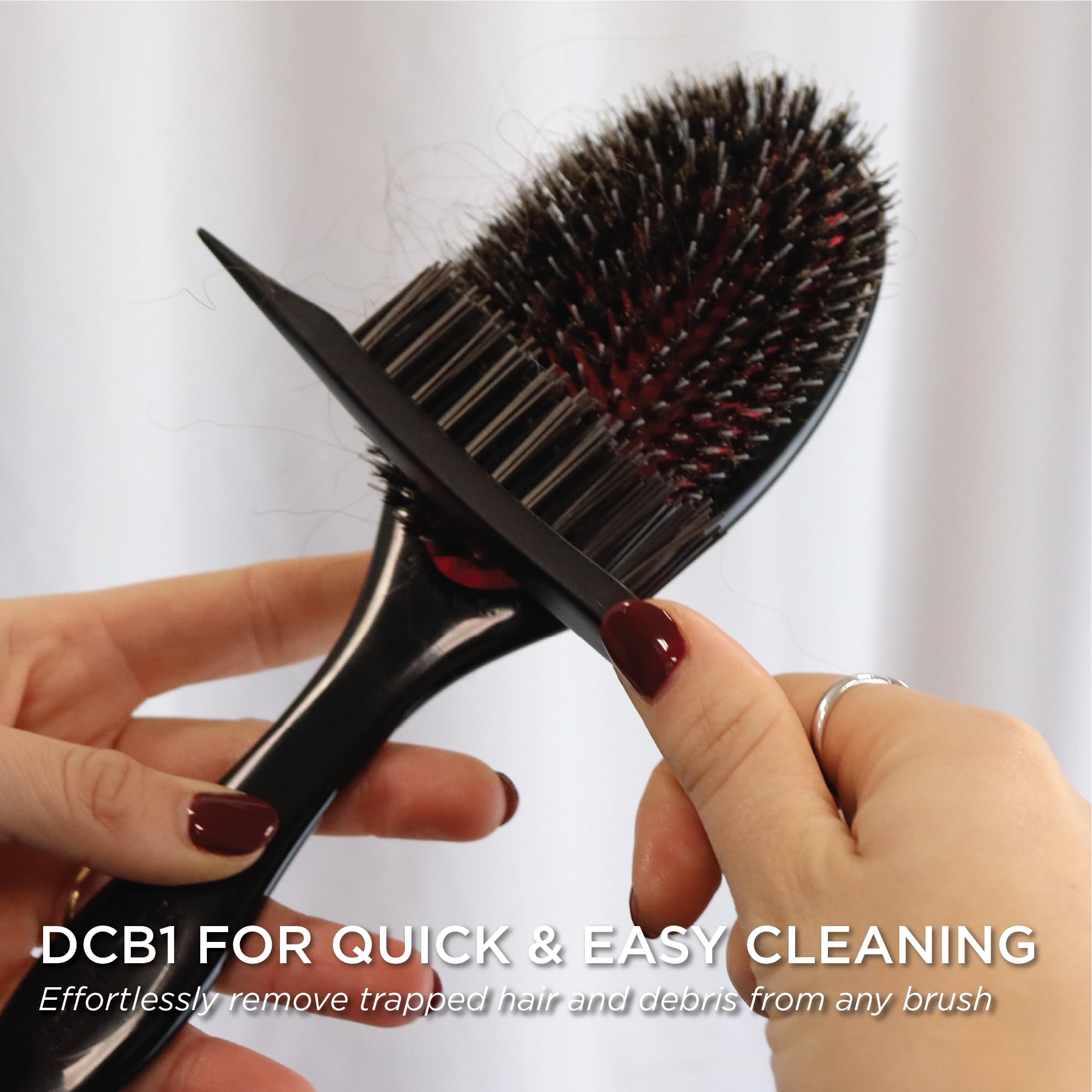 Denman DBC1 Cleaning Brush end-bristles remove dust and fluff for a deeper clean