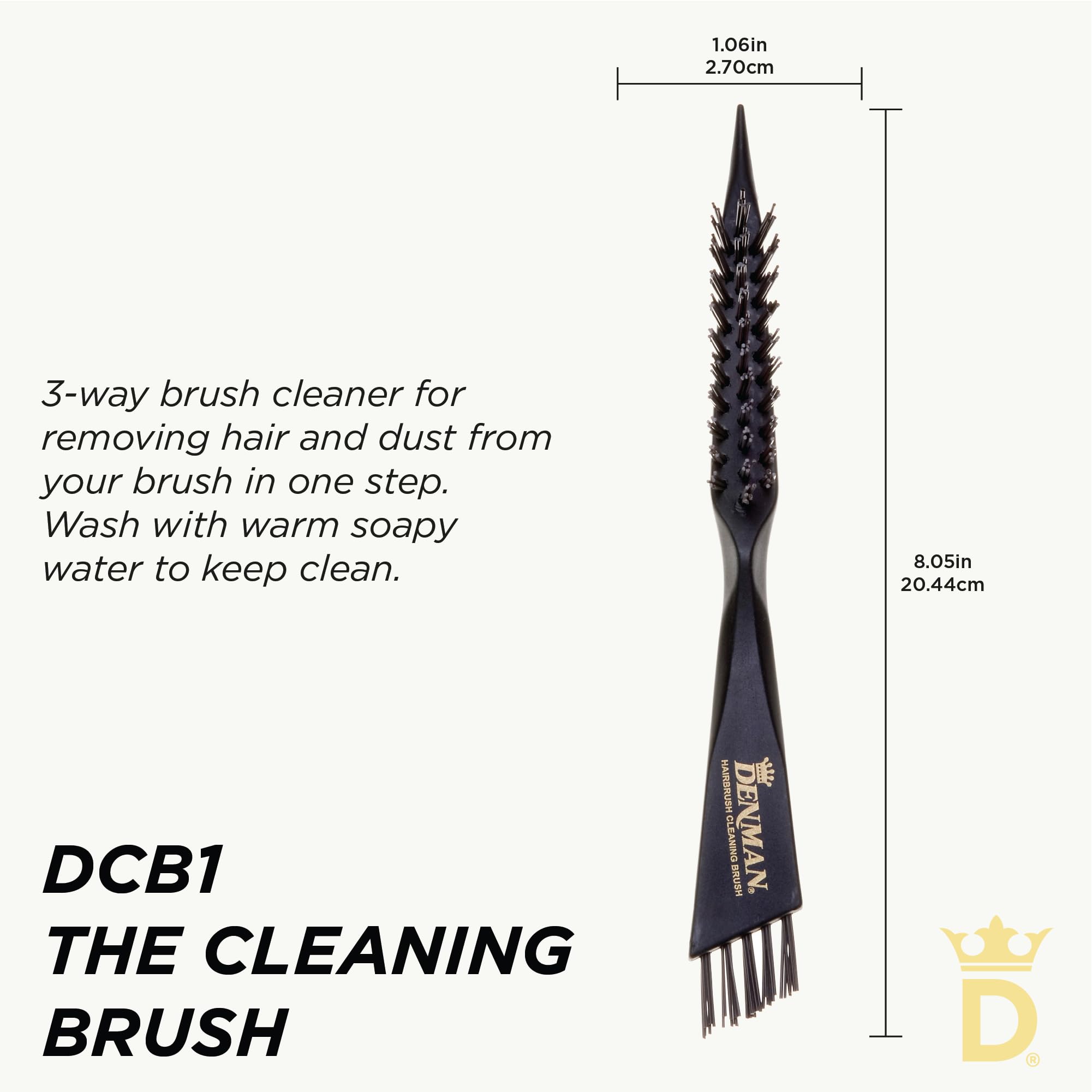 Denman DBC1 Cleaning Brush with stiff bristles lifts hair from brushes