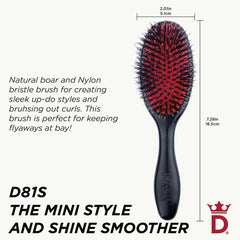 Denman Cushion Hair Brush Small natural bristles glide for smoothing and conditioning