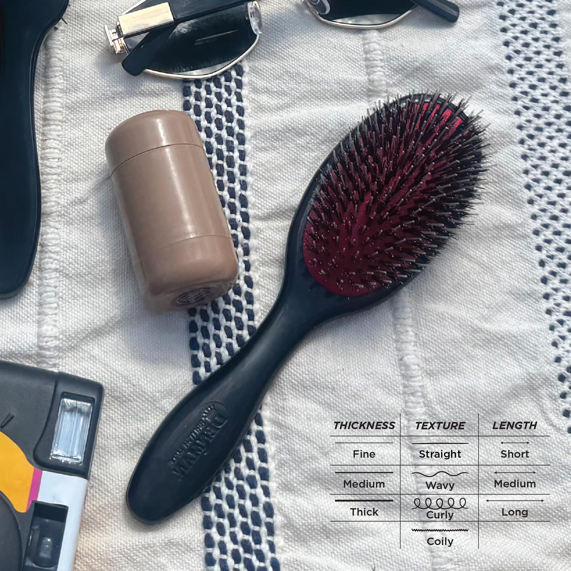 Denman Cushion Hair Brush Small portable grooming tool for quick touch-ups
