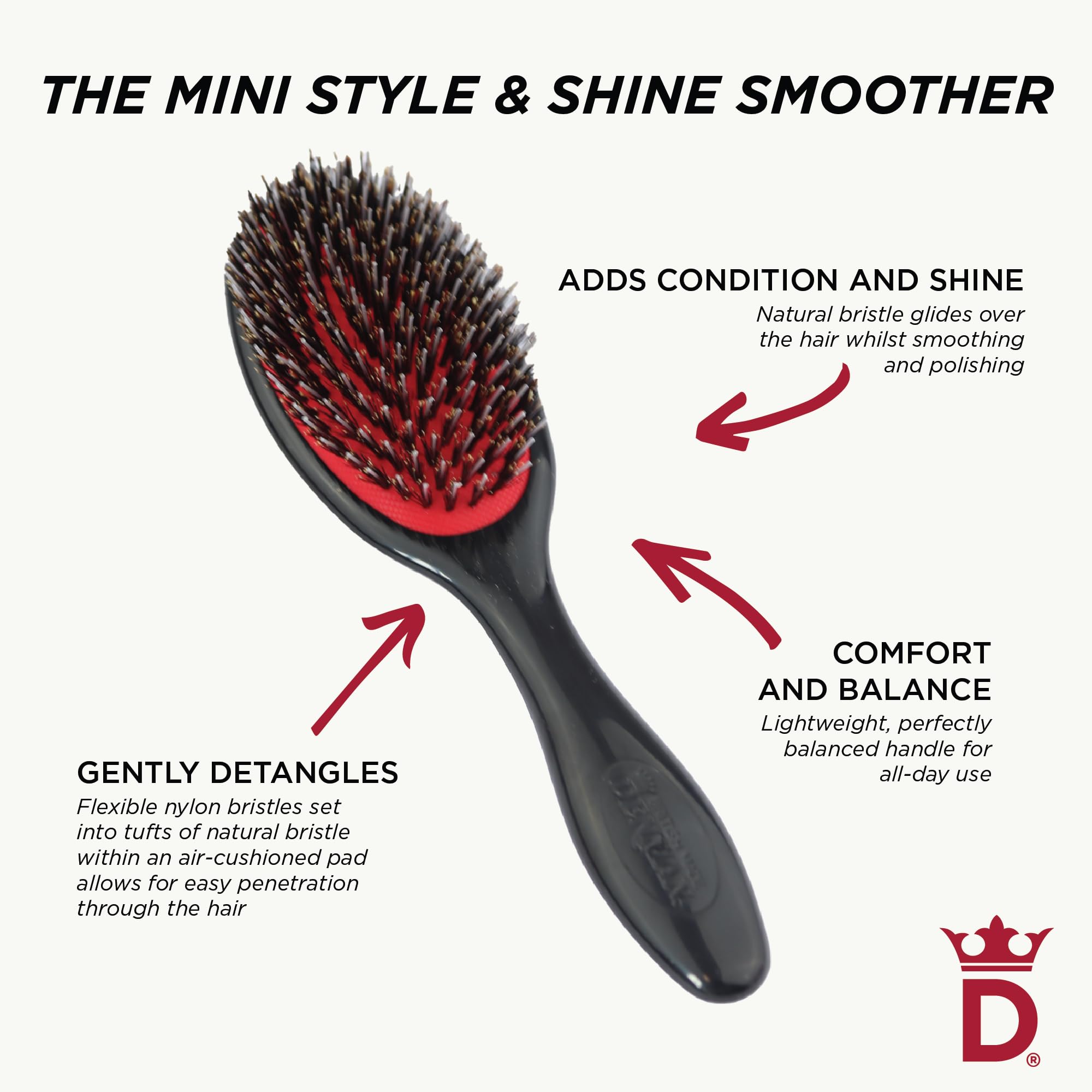 Denman Cushion Hair Brush Small up-do smoothing and polish