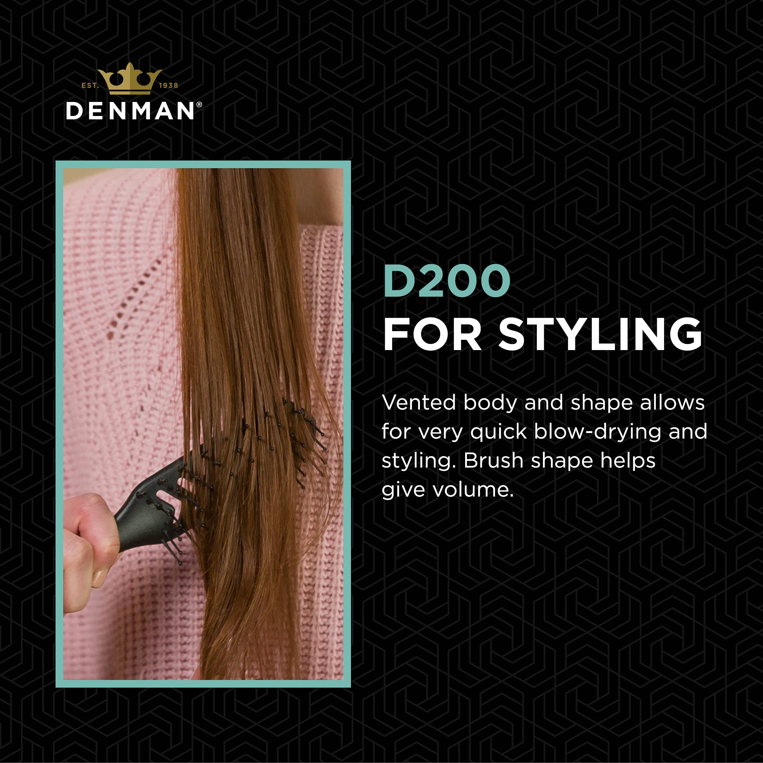 Ball-ended tips glide through hair during detangling with D200 brush