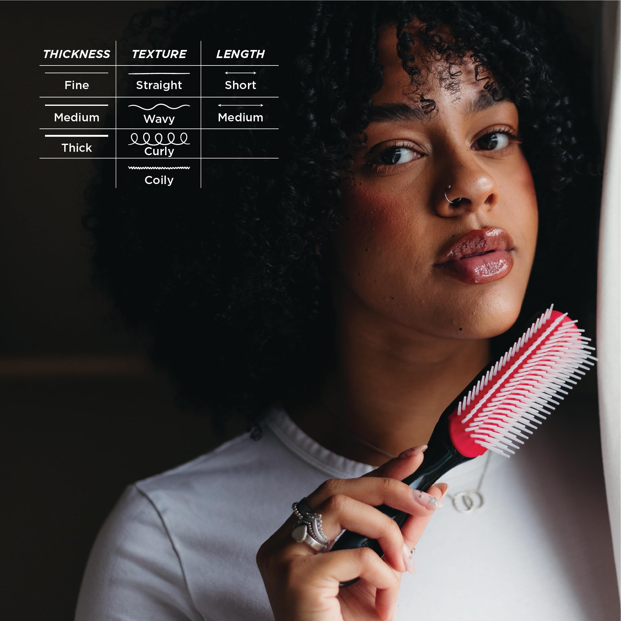 Denman D3 smoothing and polishing hair for a salon-like finish at home.
