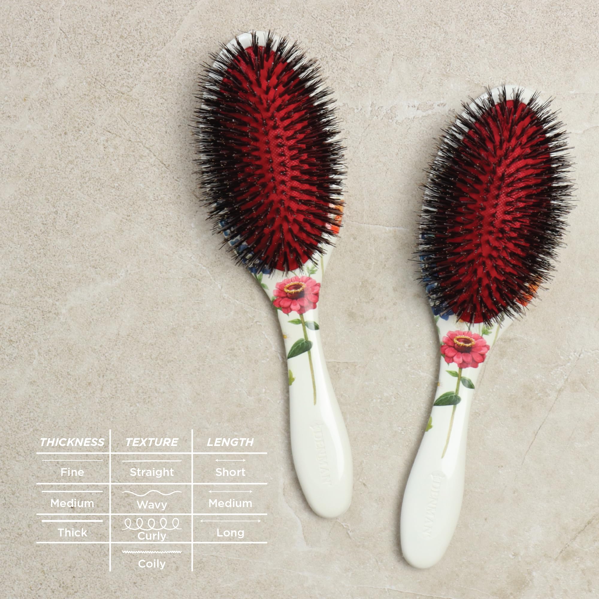 Denman D81M all hair types ready design suits curls, waves, and straight hair.