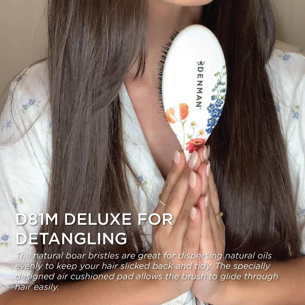 Denman D81M detangling action with nylon pins for deep scalp care.