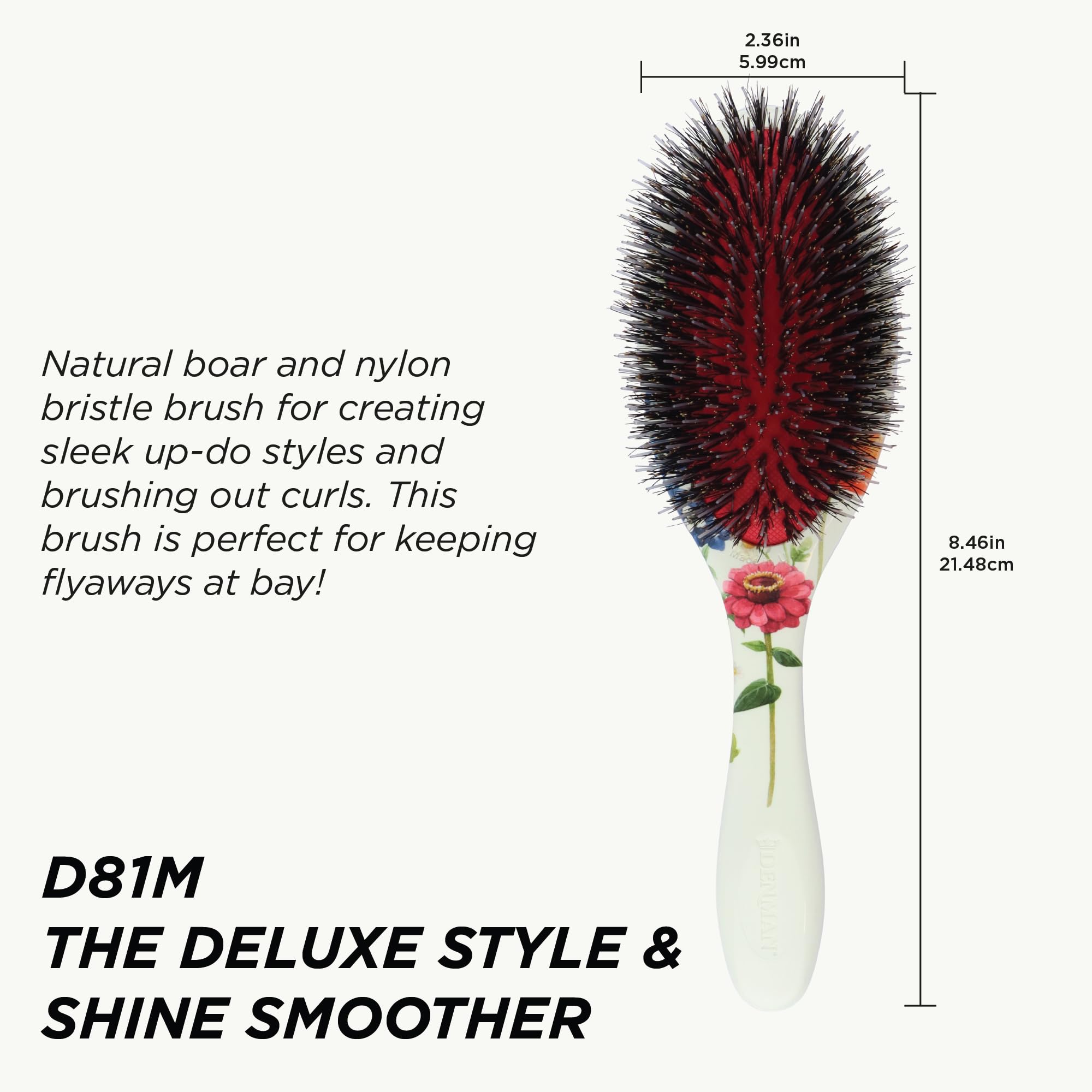 Denman D81M slick back style demonstrates smooth, frizz-free finish.