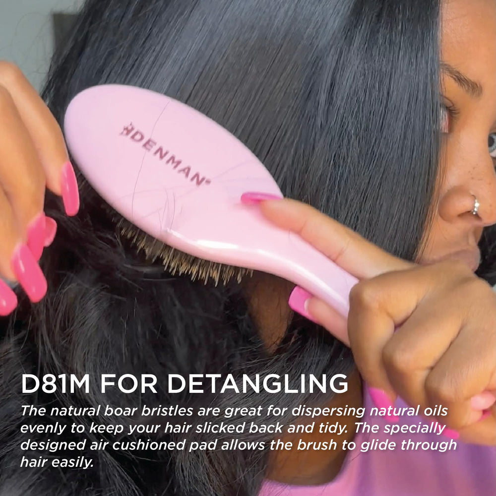 Denman Pink Crush bristles in action for smooth detangling.