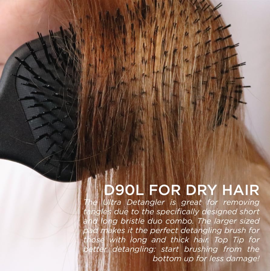 Denman Tangle Tamer Ultra nylon bristles glide smoothly with minimal catch