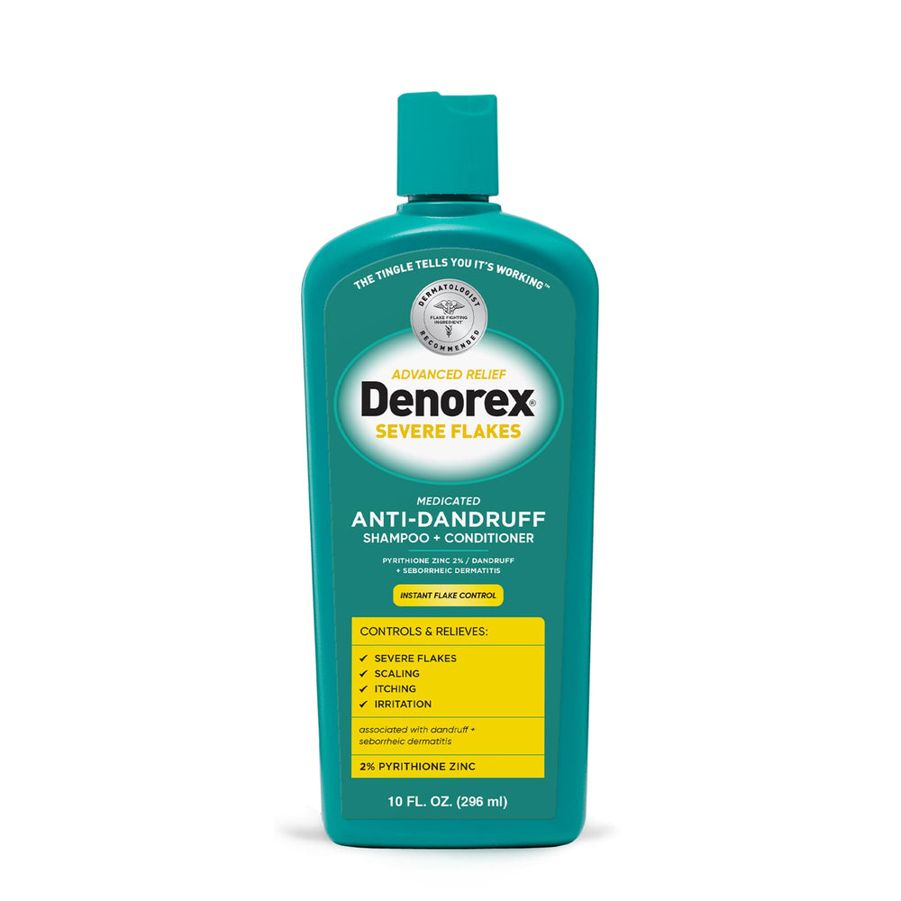 Denorex Alivio Avanzado: botella-vertido para uso rápido en el cuero cabelludo.