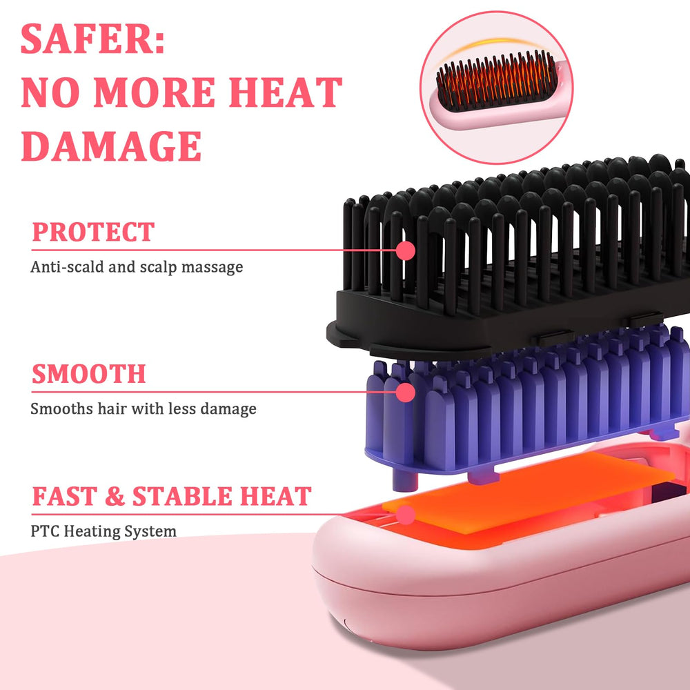 DENTAISyn cordless brush ceramic-teeth image highlighting frizz control and smooth hair