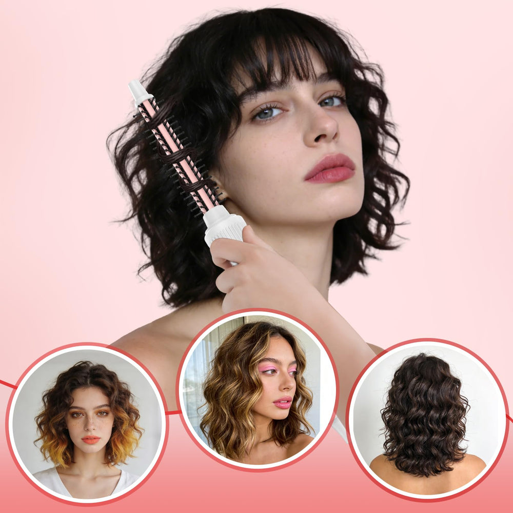 DENVEK 2-in-1 curling iron and brush enables loose curls and volume with ease.