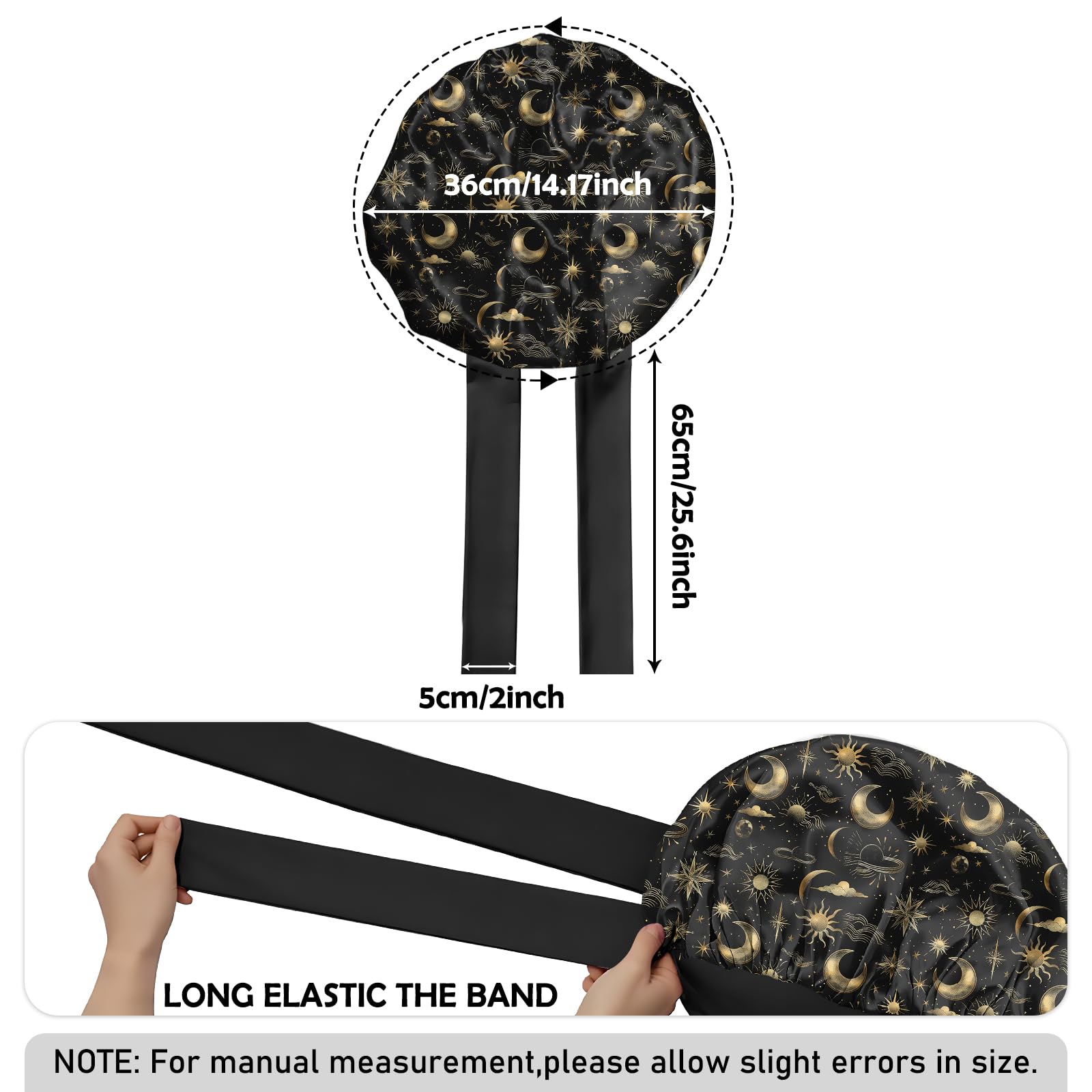 Gorro Deokke con cinta elástica ancho, ajuste cómodo para dormir plenamente.