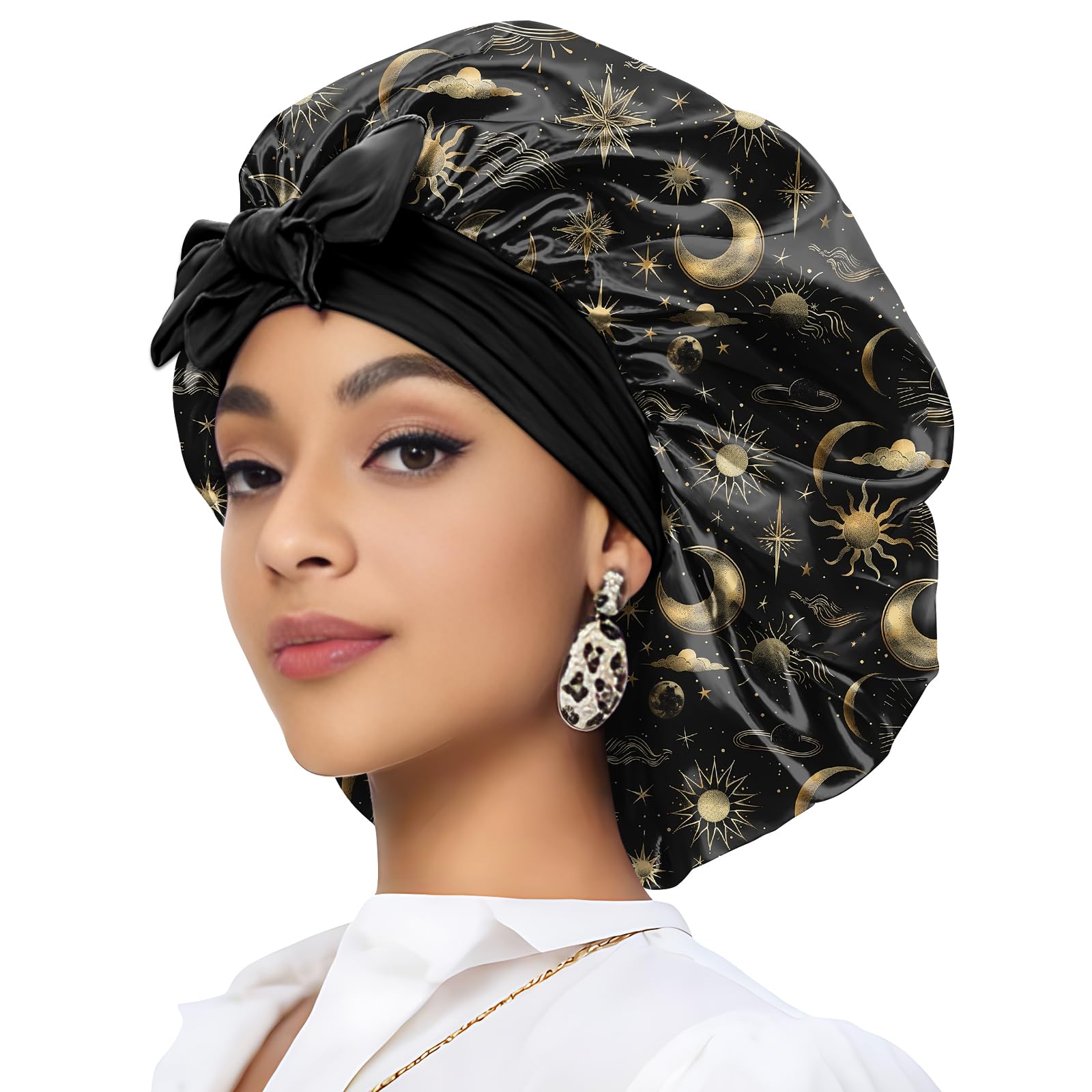 Gorro de satén Deokke para dormir con doble capa que protege el cabello.