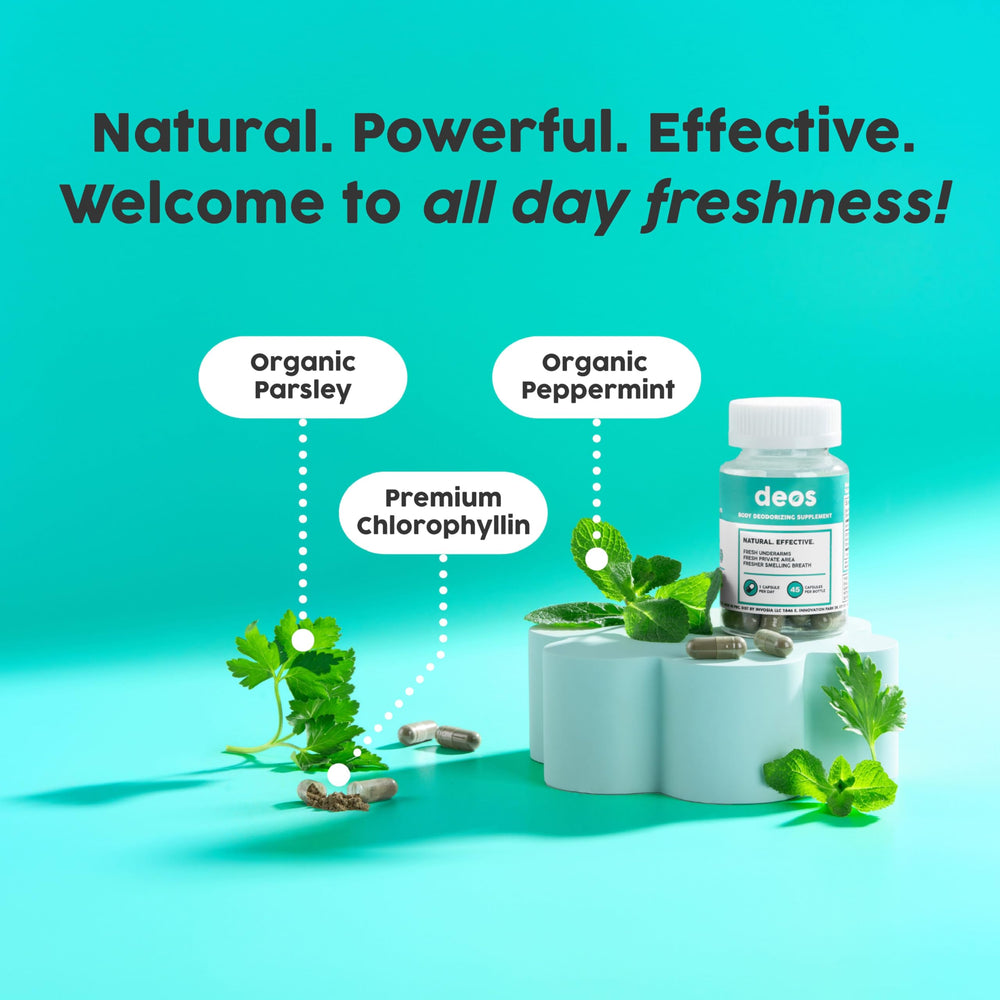 DEOS capsules opened with water demonstrate simple mix-in option.