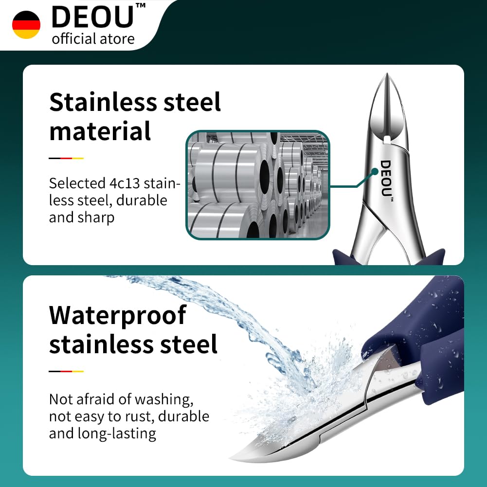 DEOU 25-degree knife-edge ensures nails are cut cleanly with control