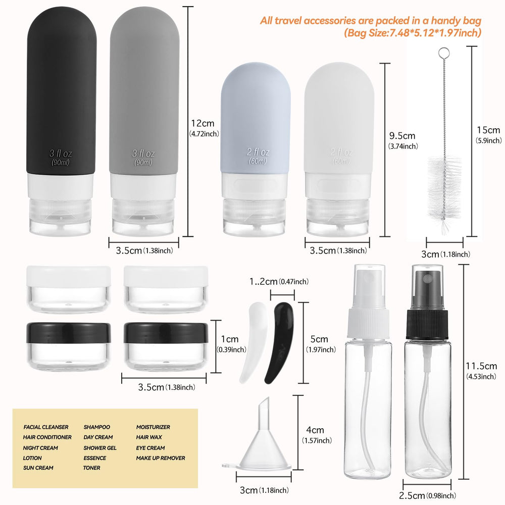 DEPOZA travel bottles kit ready for quick refills and easy cleaning.